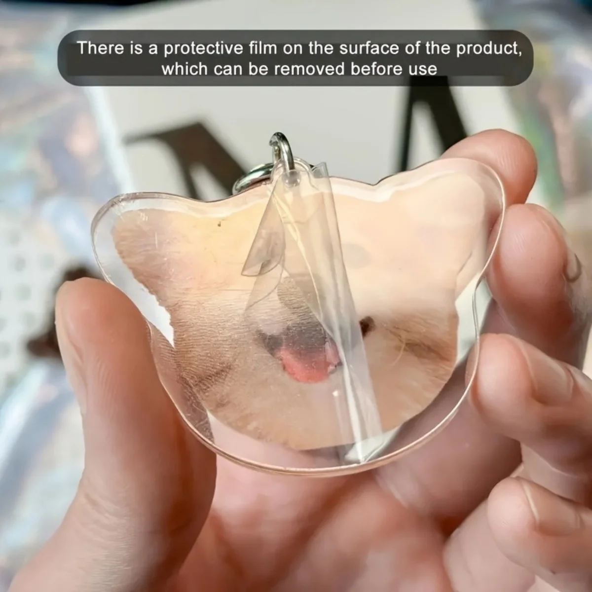 Custom Photo Keychain – Personalized Acrylic Keyring, Double-Sided Pet Portrait; Perfect Gift for Pet Lovers and Couples view 3