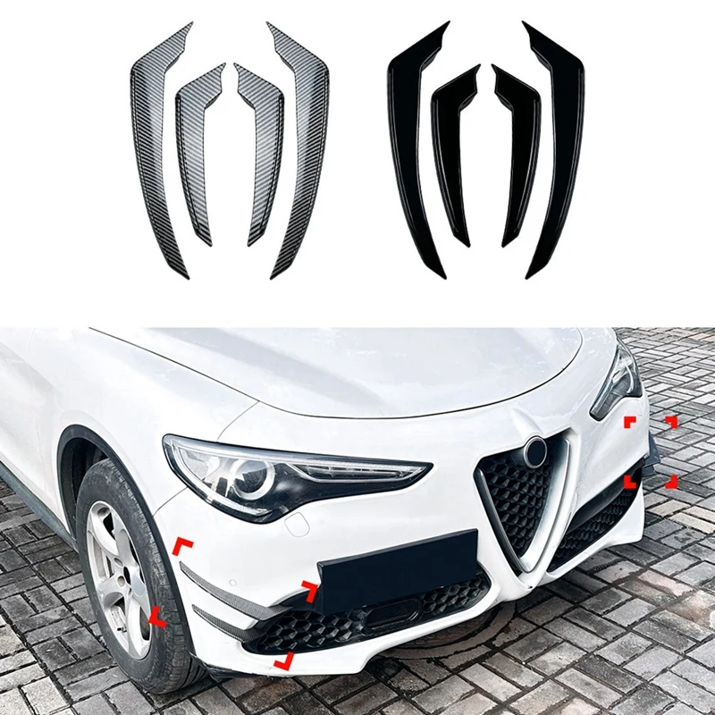 

Car Front Bumper Spoiler Splitter Cover Side Lip Splitter Trim For Alfa Romeo Stelvio 2017+ Glossy Black