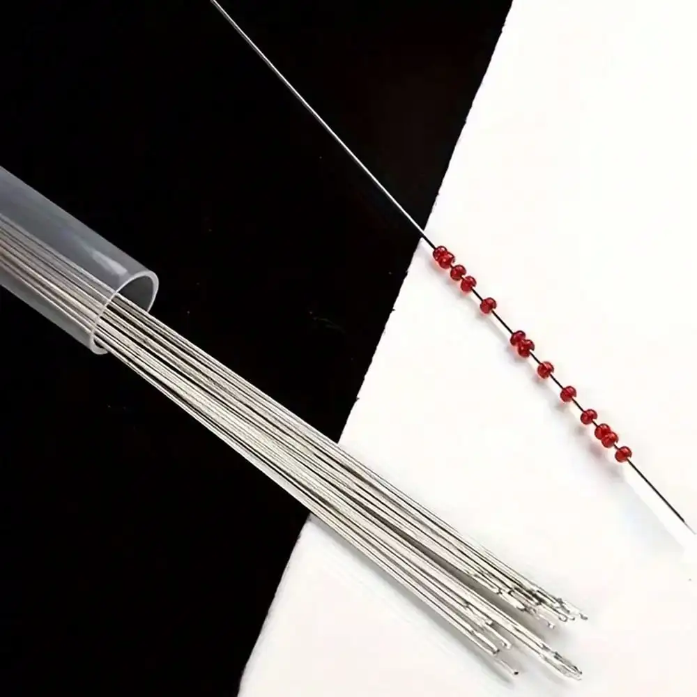 10-teiliges Set ultrafeiner Perlennadeln, Metallnähnadeln für die Schmuckherstellung, DIY-Bastelwerkzeuge zum Einfädeln von Perlen (mit Röhrchen) – Detail 1