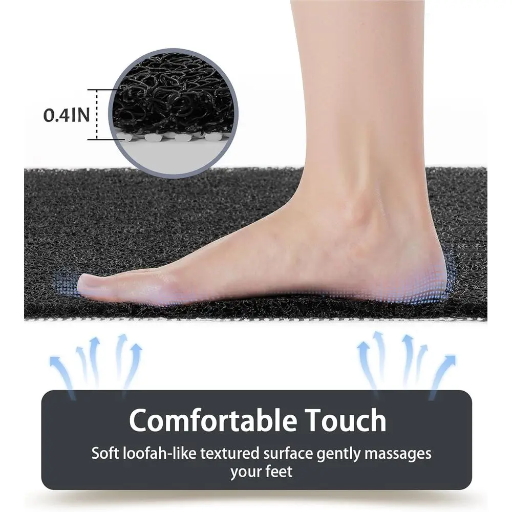 سجادة استحمام مضادة للانزلاق مقاس 17 × 30 بوصة مع أكواب شفط، ومنظف قدم الحمام، وتصميم سريع الجفاف لأرضيات الحمام المبللة (أسود) #4