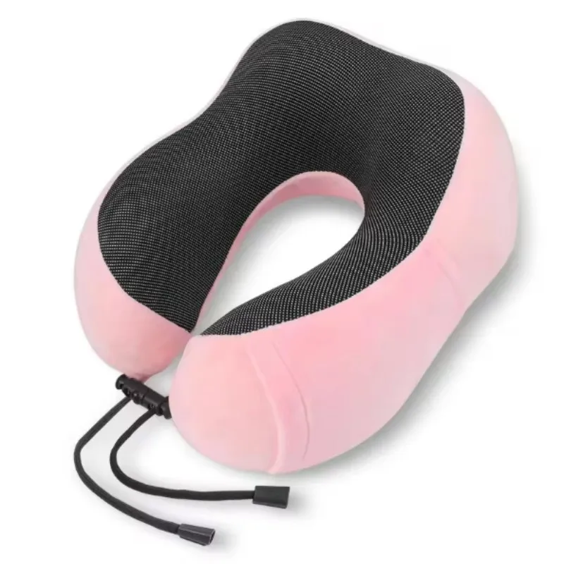 1pc U‑Shaped Memory Foam Neck Pillow Magnetic Fabric Travel Neck Cushion for Car Airplane Office Nap