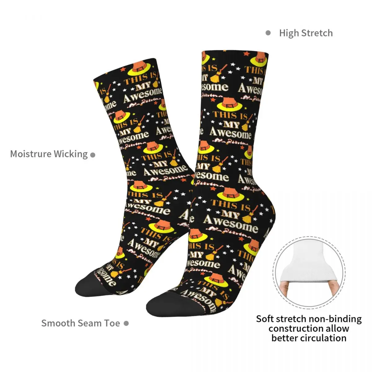 This Is My Awesome Costume Halloween Socks Harajuku Stockings All Season Long Socks Accessories for Man Woman's Birthday Present