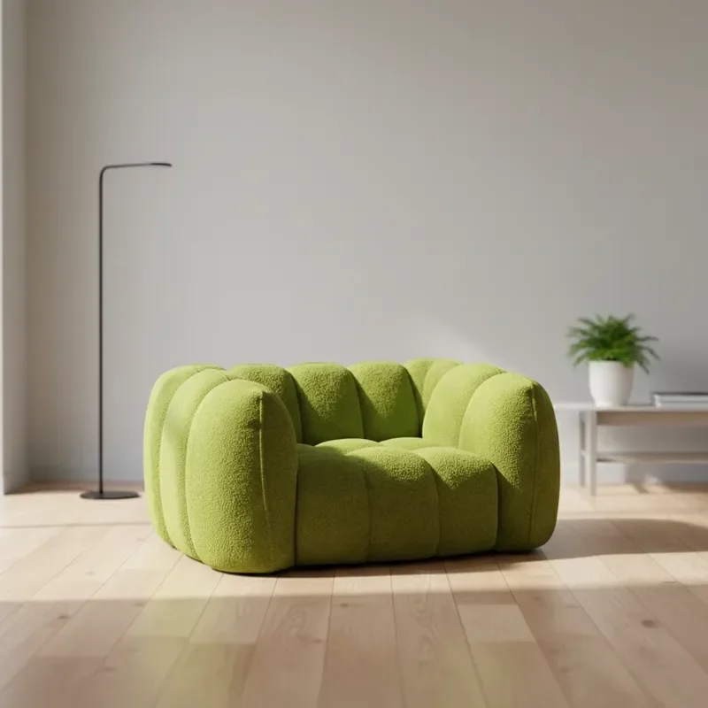 Vacuum Compression Pack Single Cloud Sofa Ultra Soft Boucle Fluffy Sofa Easy Assemble Space Saving Compressed Home Sofa Chair