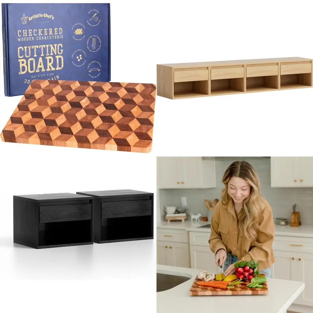 

Walnut Hardwood End Grain Cutting Board 15x11 - Non Slip Kitchen Chopping Block for Charcuterie and Precision Cutting