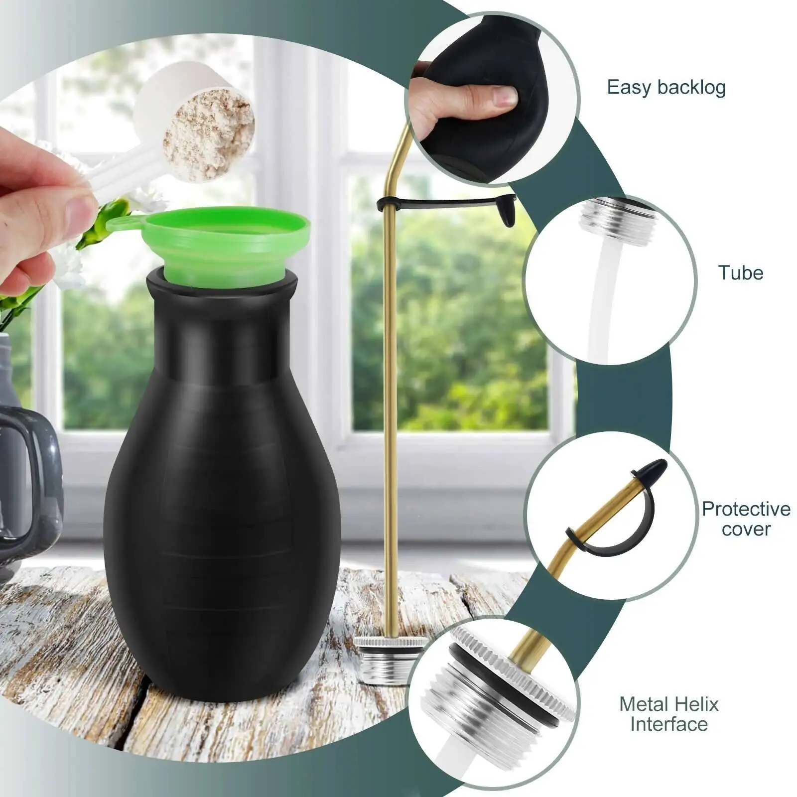 قضيب حديقة مطاطي من Diatoeous، بخاخ لمبة قابل للإزالة، منفضة مسحوق عملية للمحترفين