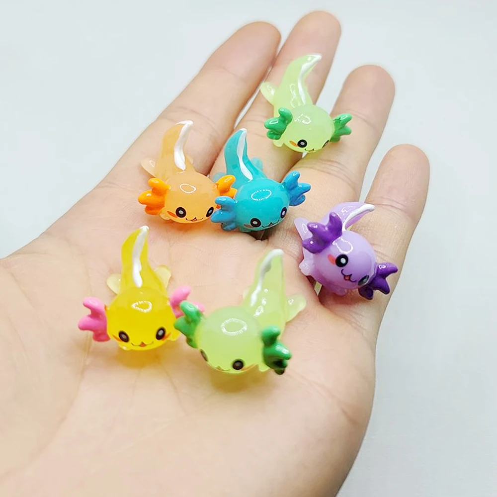 Mini Resina Mista Axolotl Miniatura Figurinhas, Ornamento Do Jardim De Fadas, Micro Paisagem Em Vaso De Planta, DIY Craft Decoração, 5 10Pcs