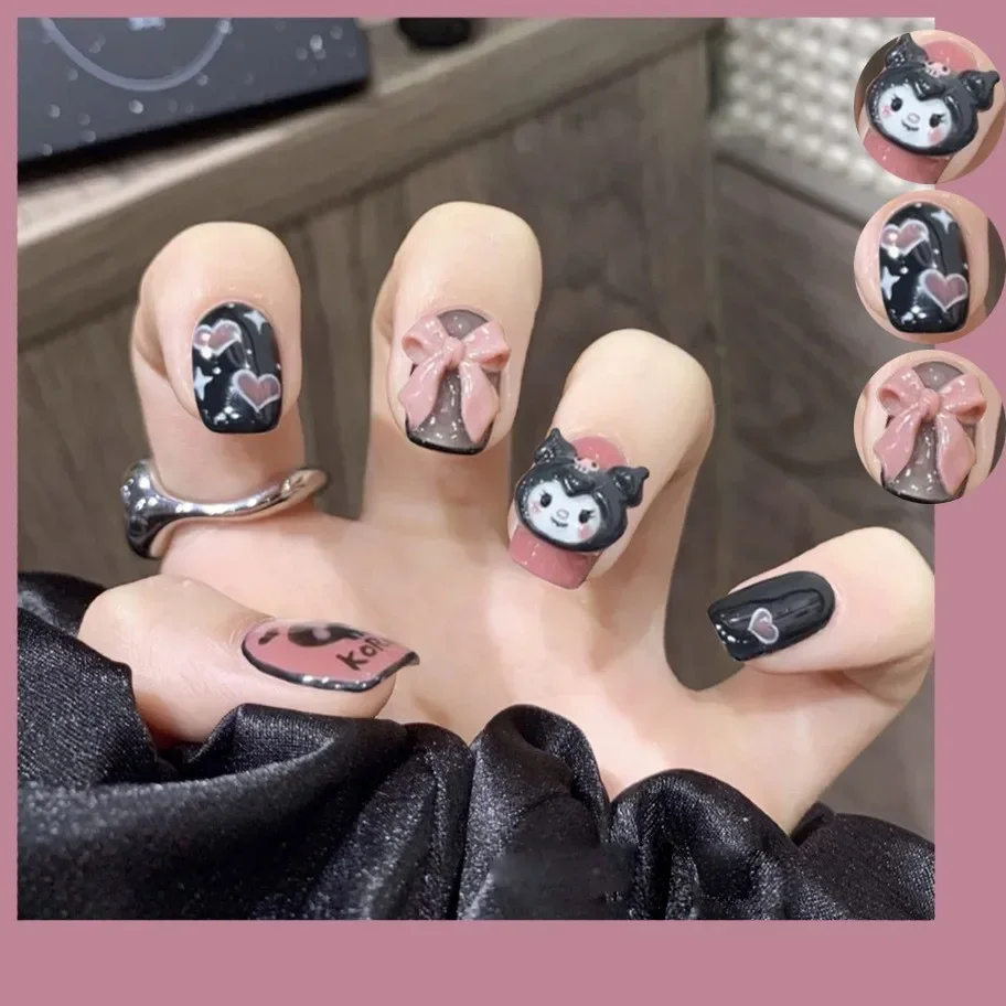 Neue Kawaii Sanrio Kuromi Brombeere Puppe Nagel Anime Cartoon Nette Schönheit Patch Tragen Nagel Patch Zubehör Harz Mädchen Geschenke