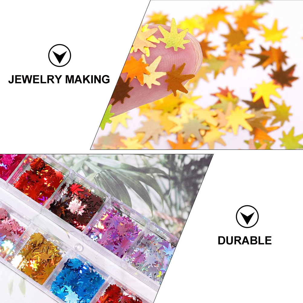 

2 Boxes Maple Leaf Sequins Shiny Gold Flakes Nail Art Supplies Manicure Decorations Glitter Stickers DIY Crafts Artificial