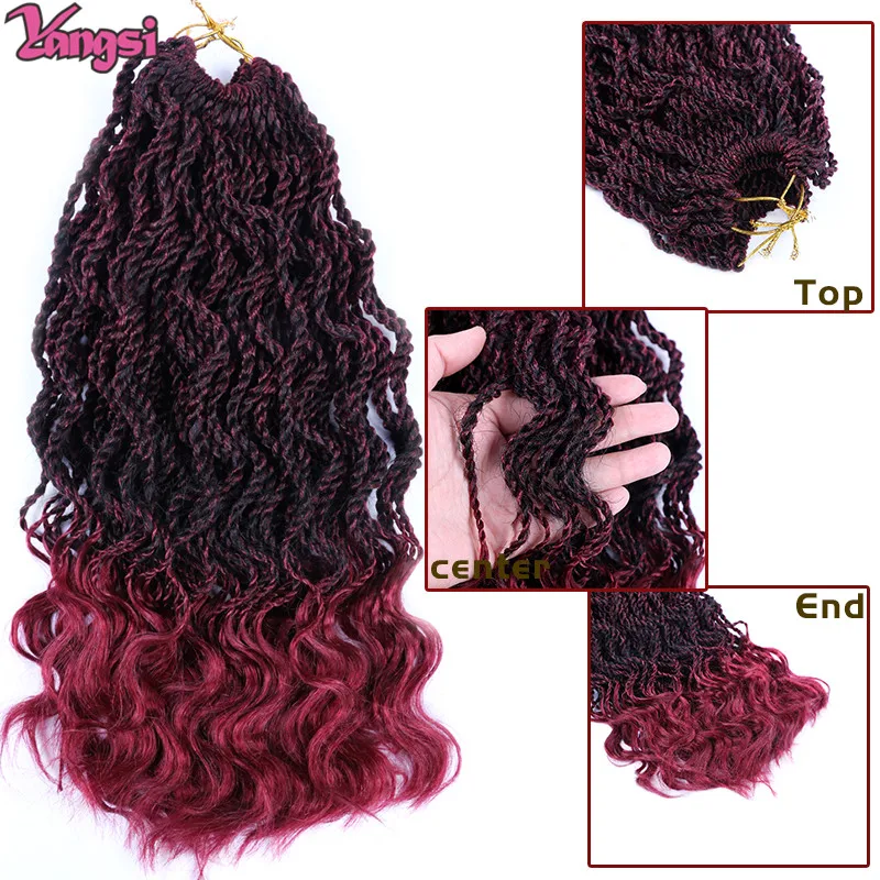 Full Star Ombre Braiding ผม Senegalese Twist Crochet ผม Braids สังเคราะห์ Crochet Braid Hair 14 "35 Strands/Pack ปลาย Curly