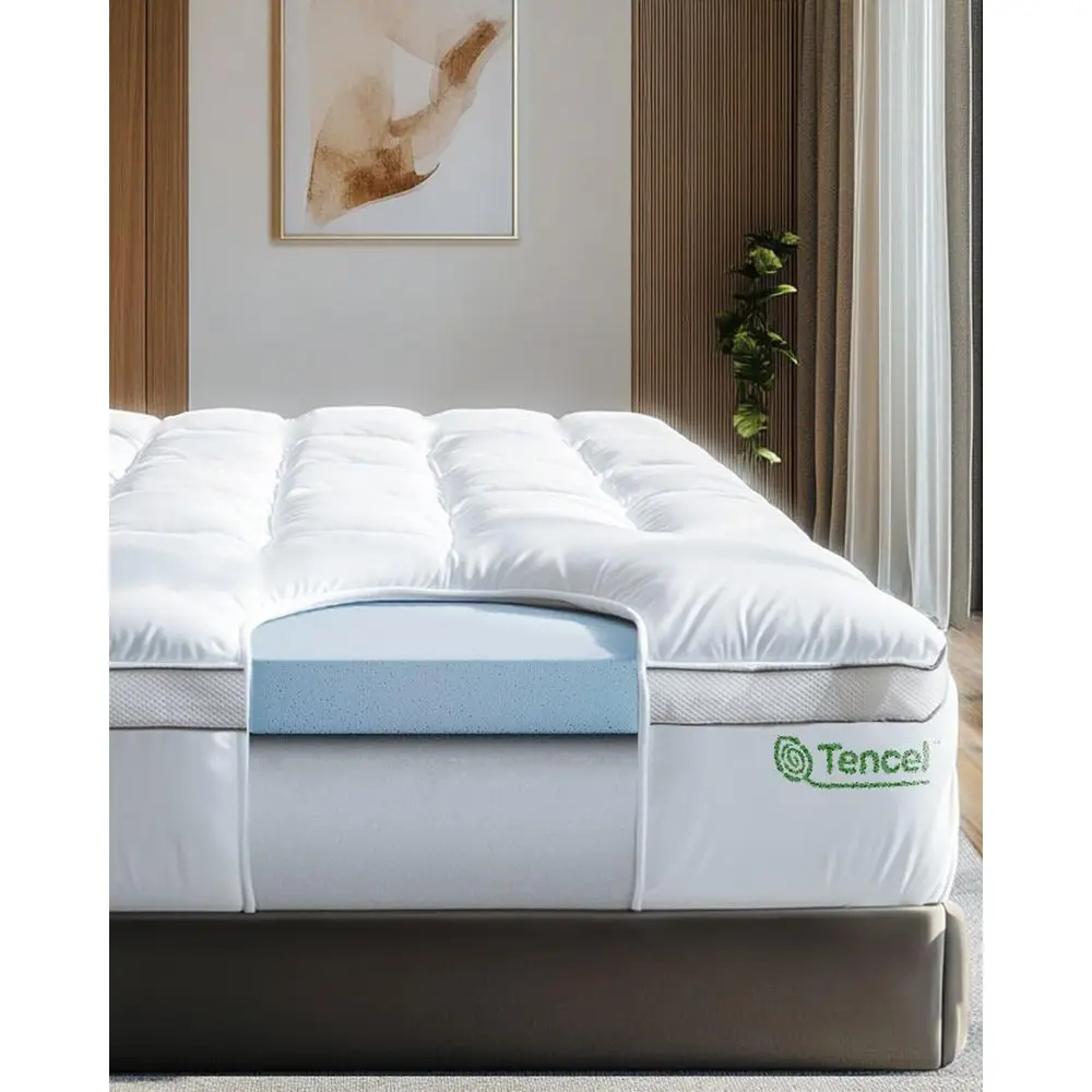 4 Inch Dual Layer Cooling Hybrid Memory Foam Mattress Topper - King Size Certified