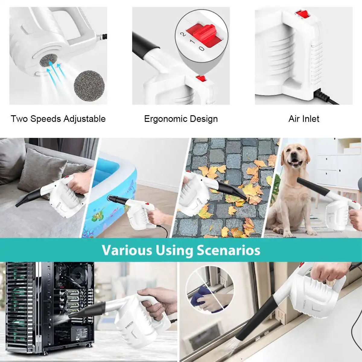 منفضة كهربائية متعددة الوظائف منفضة هواء كهربائية قوية سرعتين قابلة للتعديل رياح Srong 550 واط منفاخ غبار عالي الطاقة