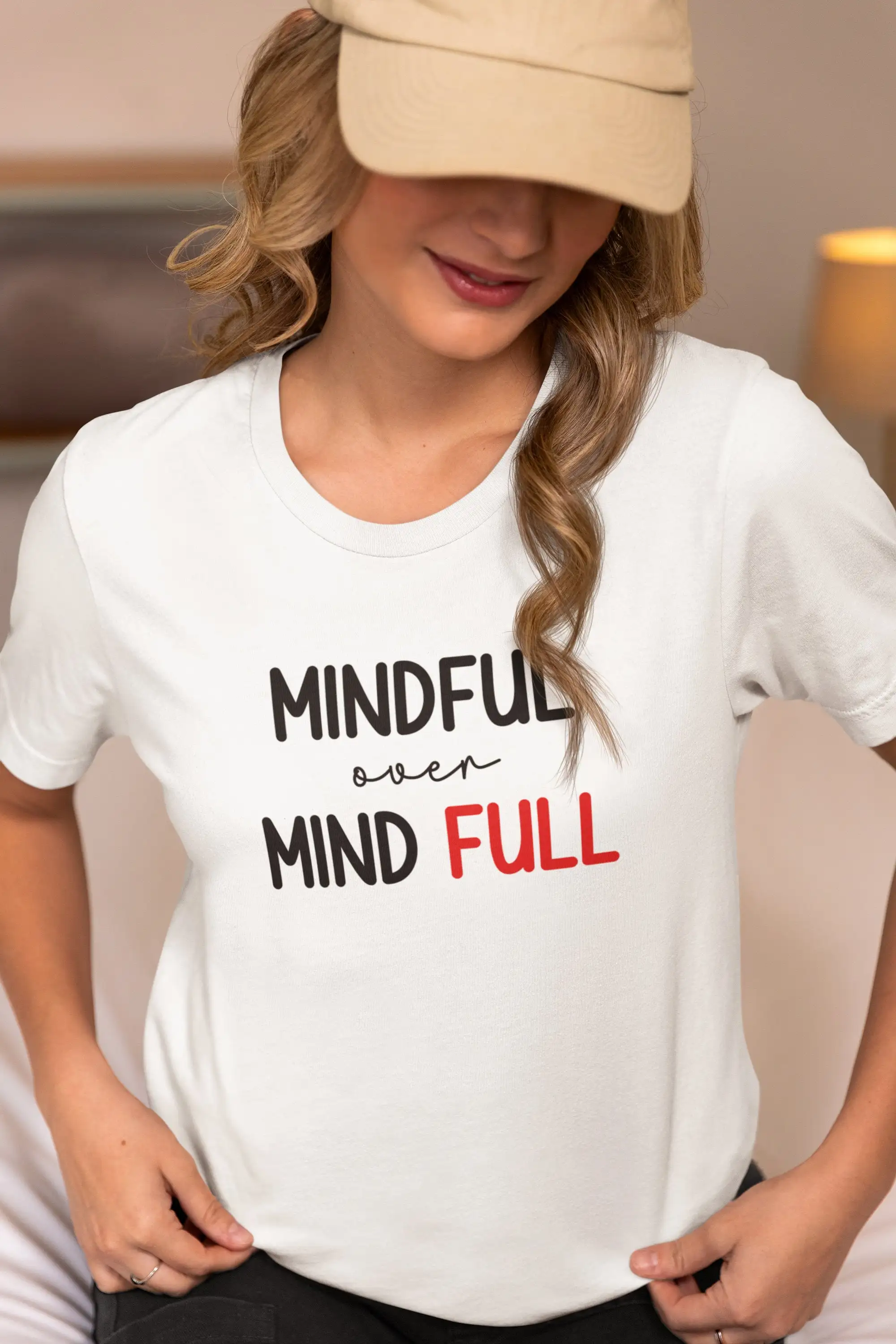 Полная футболка Mindful Over Mind, психическое здоровье, тревога, осознанность, круглый вырез