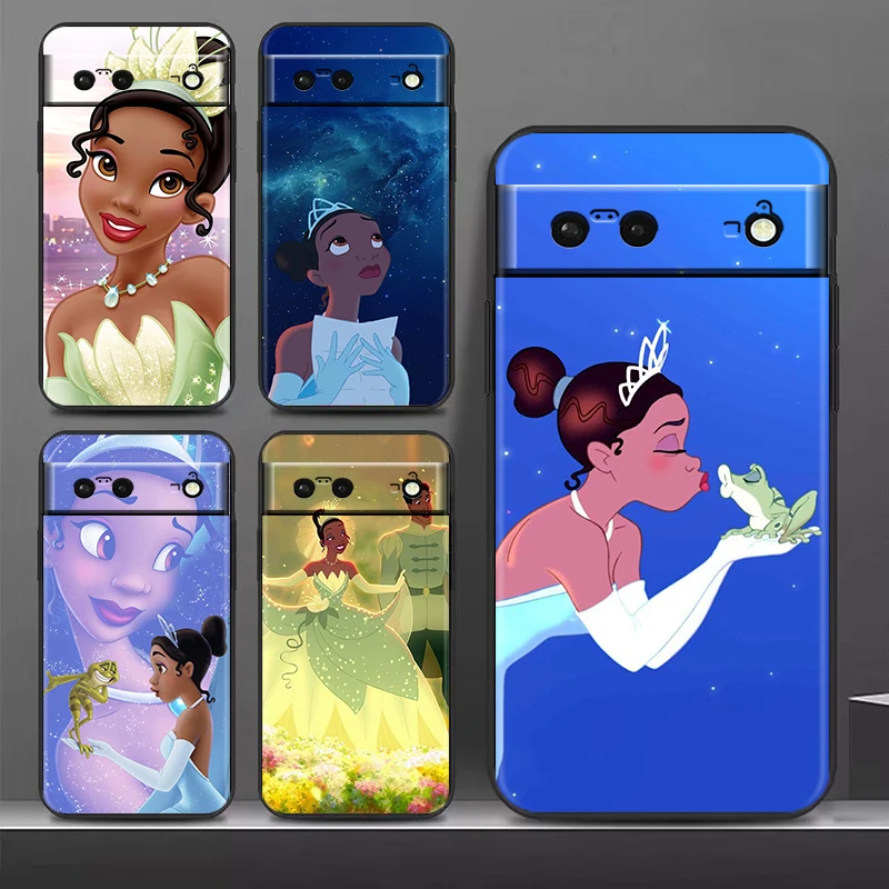 Disney Tiana Princess For Google Pixel 8 7A 7 6A 6 5A 5 4 4A XL 5G Black Silicon Shockproof Shell Phone Case