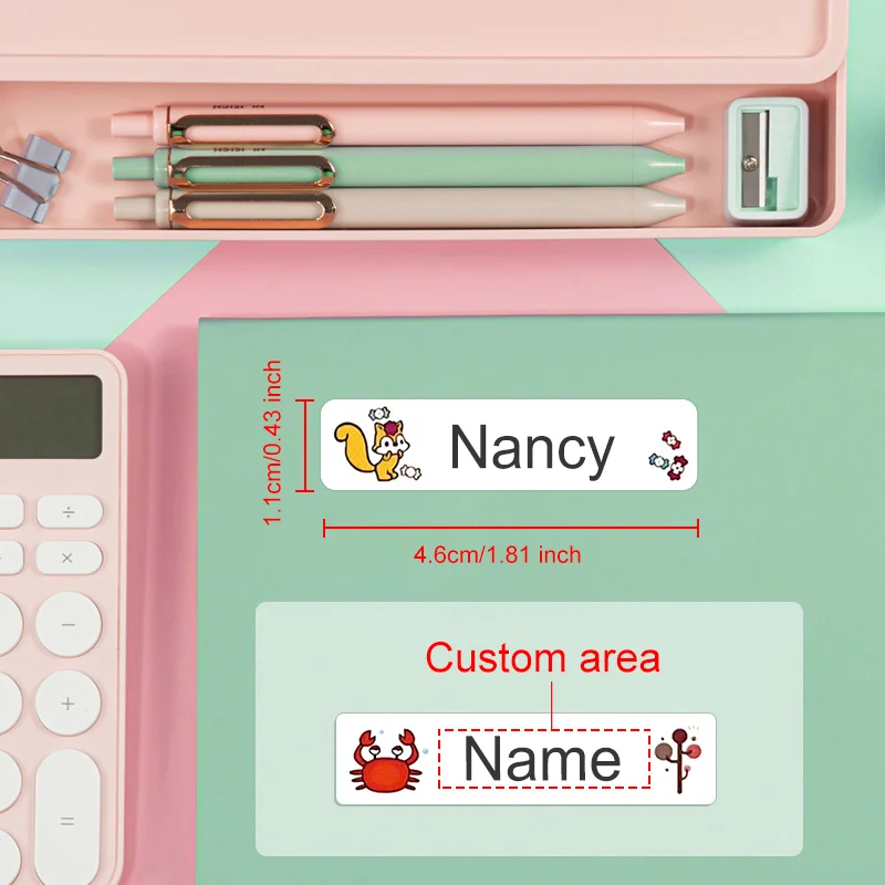 ‌ Autocollants de nom imperméables personnalisés pour fournitures scolaires – Étiquettes personnalisées pour livres, sacs et bouteilles pour enfants, marquage multilingue