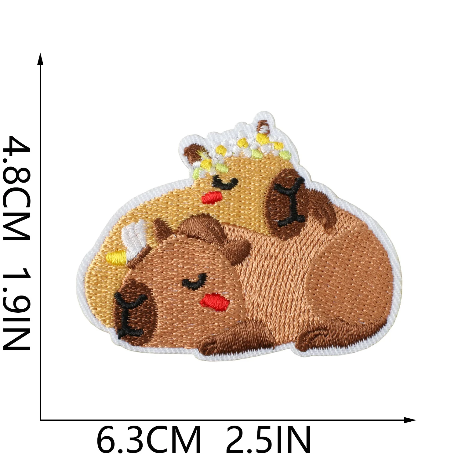 1PCS Adesivo de Tecido Bordado de Capivara Surfista, Patch de Marmota Fofa, Decoração para Roupas Infantis, Patch de Bordado de Desenho Animado