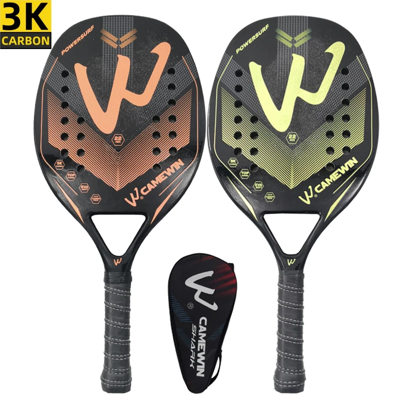 

The new 3k Beach tennis racket Professional Full carbon fiber rough surface Deliver protective bag sweatband wrist care CAMEWIN