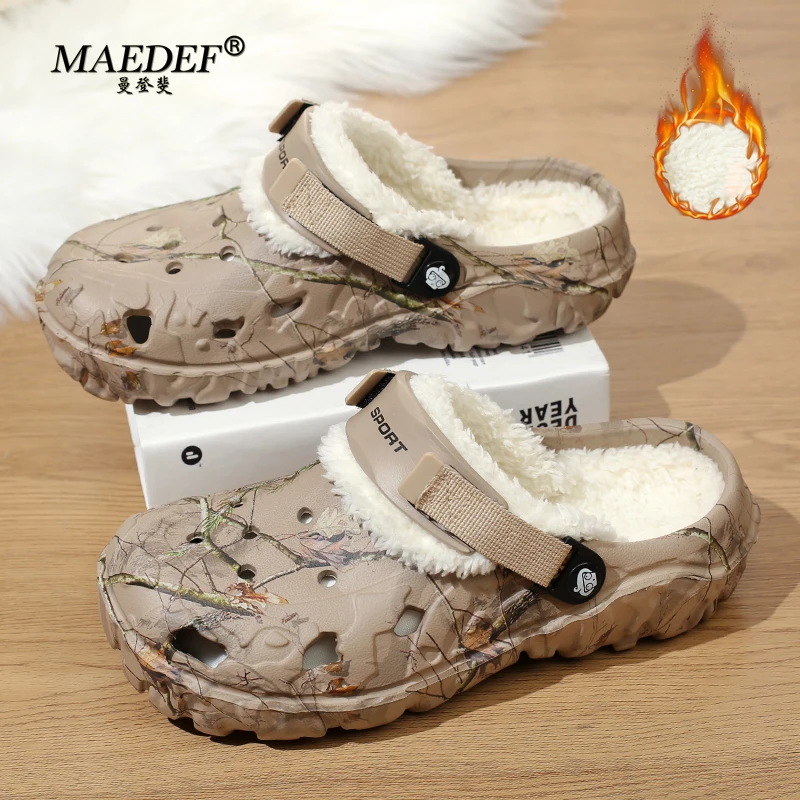 MAEDEF Men\'s Winter Slippers Warm Cotton Slippers Flip-flop Mens Anti Slip Casual Shoes Comfortable Wear Resistant Garden Shoes