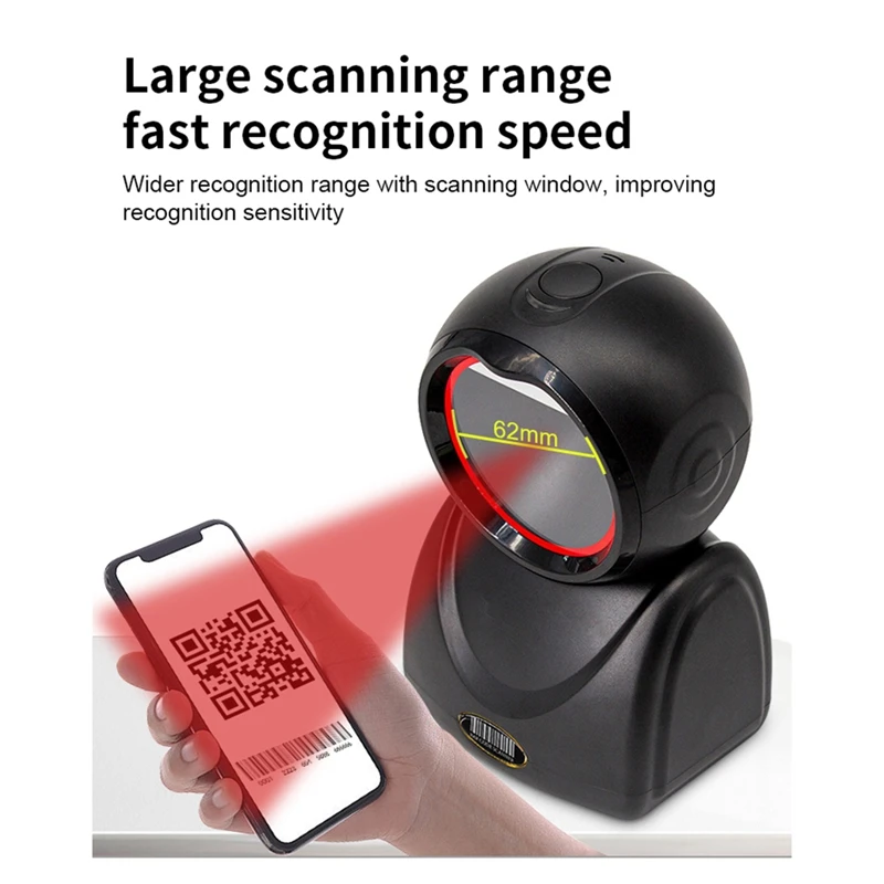 2D Omnidirectional Barcode Scanner 1D 2D QR Code Desktop Auto Sense Bar Code USB Data Matrix Reader Sensor