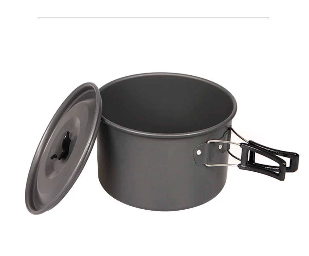 2L Outdoor Camping Cooking Pan Big Capacity Saucepan Portable Thermal Nonstick Pot Aluminum Alloy Cooker Picnic Hike Accessories