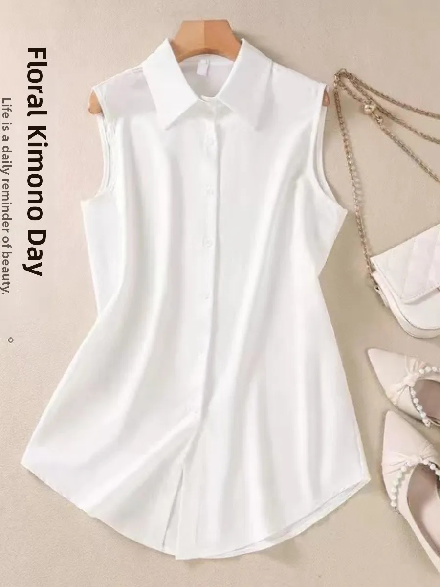 حجم كبير ملابس داخلية نسائية بيضاء فضفاضة Svel irt Ele زر علوي لون نقي بوليستر للتنقل Sle خريف جديد...