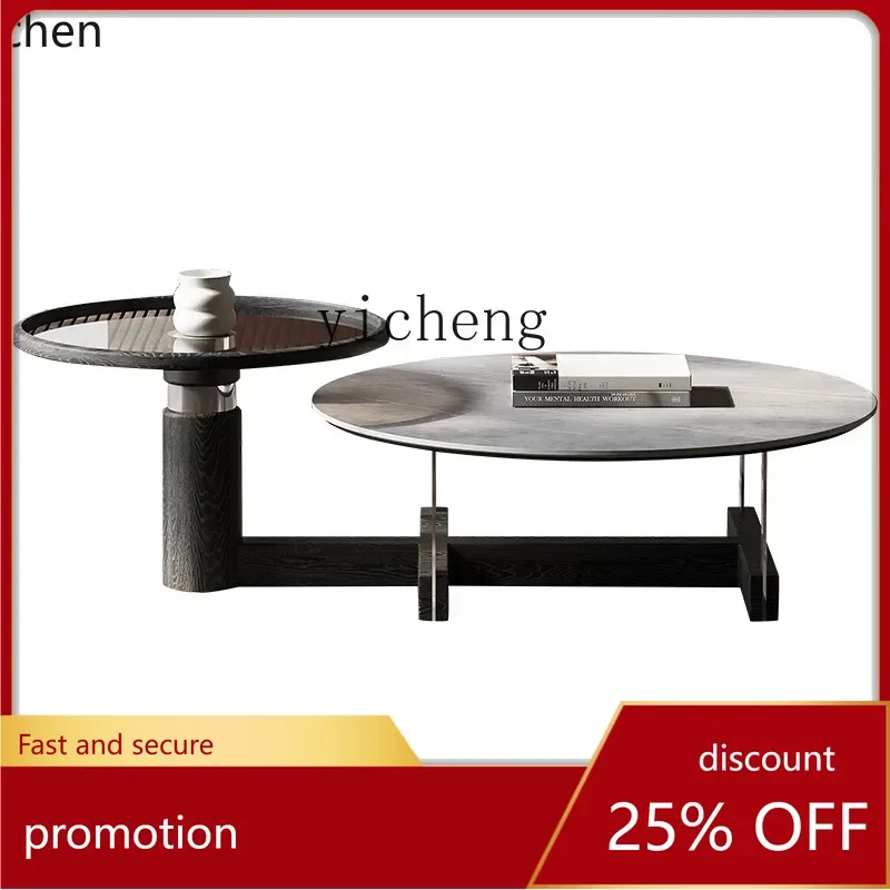 

ZMLrock slab coffee table movable small apartment coffee table light luxury advanced living room home coffee table
