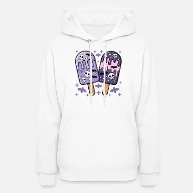 

Edgy - Cute Skull Popsicle Cotton Hoodie Express Your Passion for Unconventional Fashion in This High - Quality Cotton Hoodie