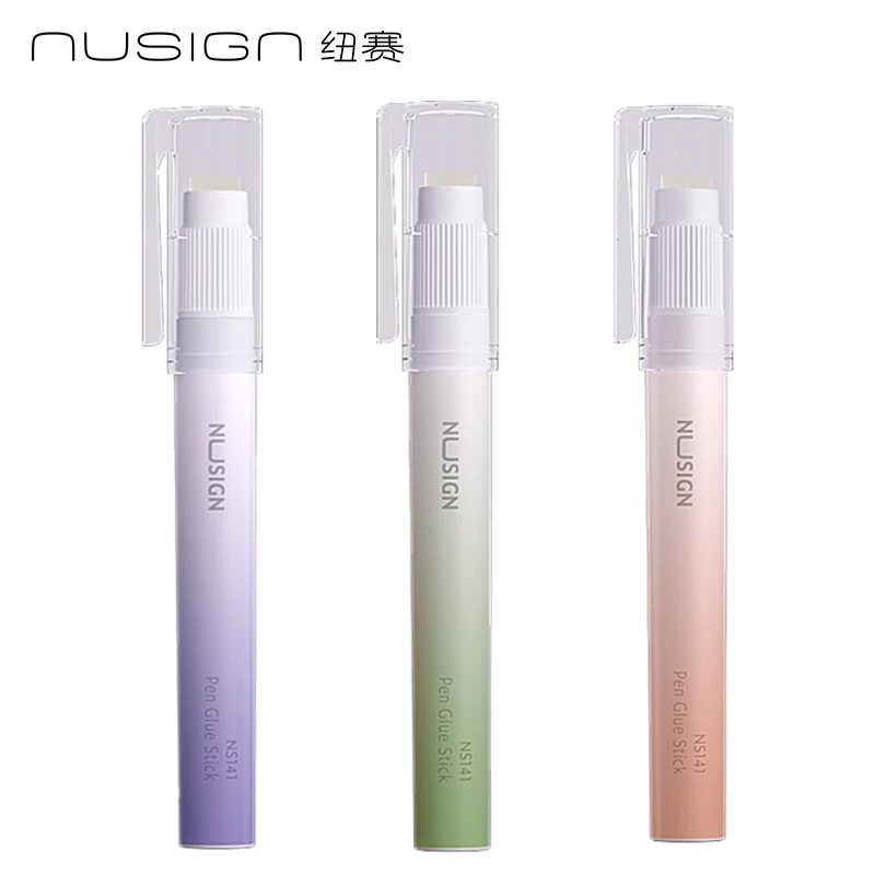 NUSIGN Trendy Twistable Glue Stick – Sleek Pen Design, Transparent Style, and 3 Vibrant Colors for Creative Needs