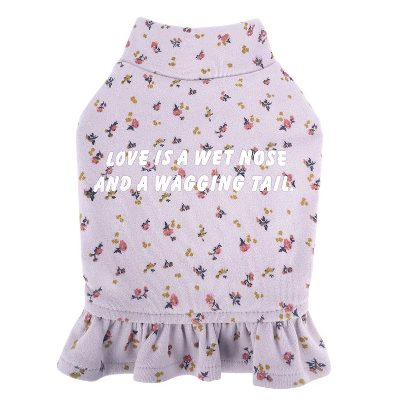 Pet Autumn and Winter Floral Bottom Shirt Teddy Bear Thick Small Dog Floral Lining Skirt Dog Clothing Designer Dog Clothes