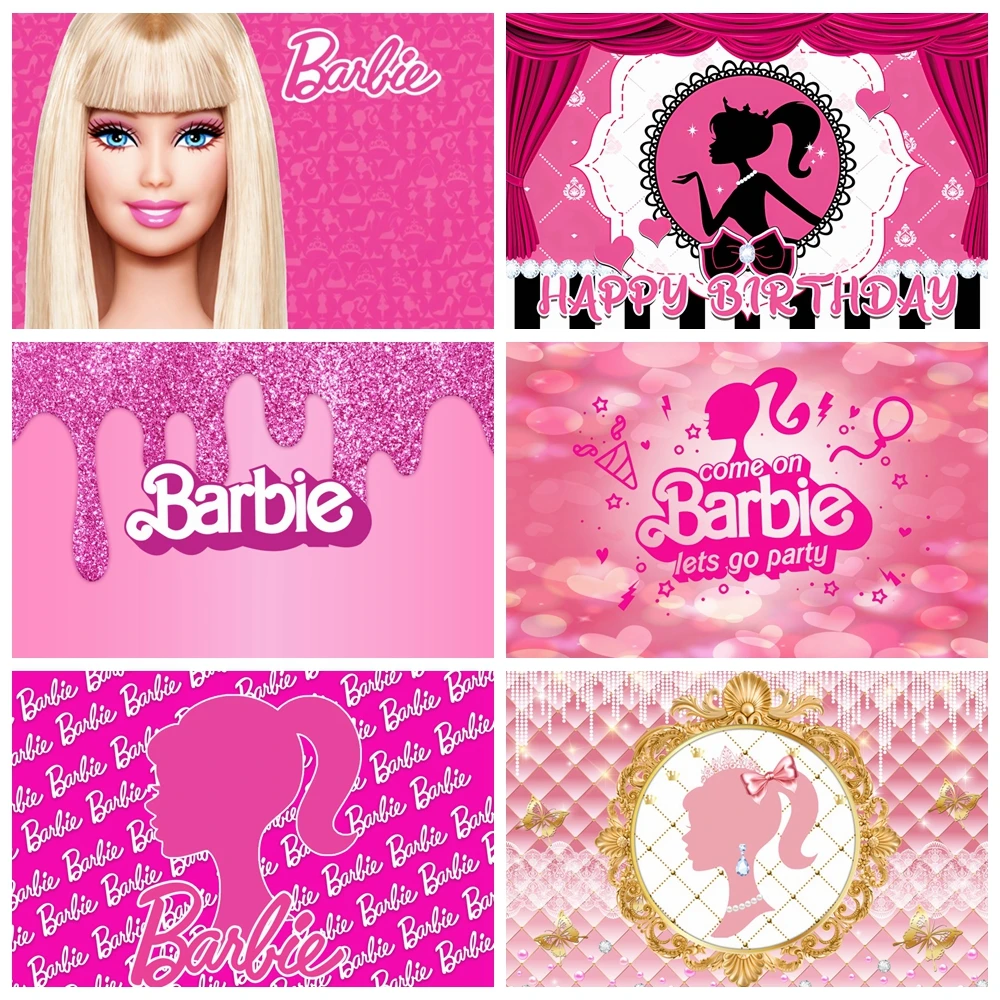 

Barbie Birthday Backdrop Decoration Kids Princess Girl Party Photography Background Event Banner Photo Studio Props Custom