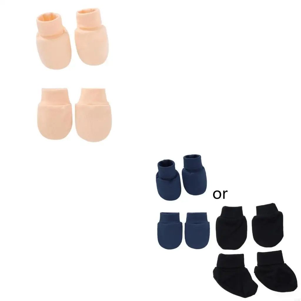 

Anti Scratching Gloves Foot Covers Handguard Mitts No Scratch Mittens Socks Setfor 0-12Month Infants Newborn Baby Gifts 425F