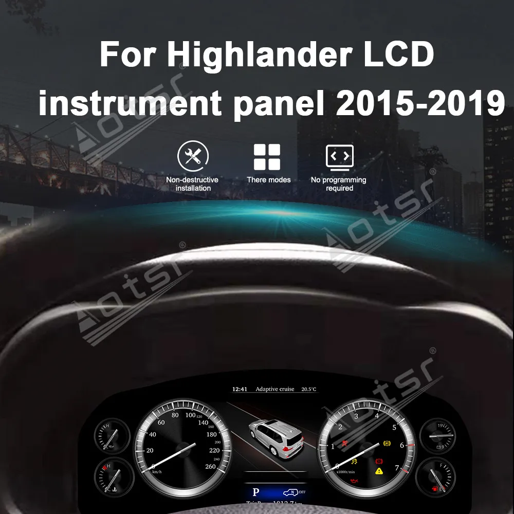 

LCD Instrument Panel Panel For Highlander 2015-2019 Virtual Cluster CockPit Speed Dedicated Digital Cluster Dashboard