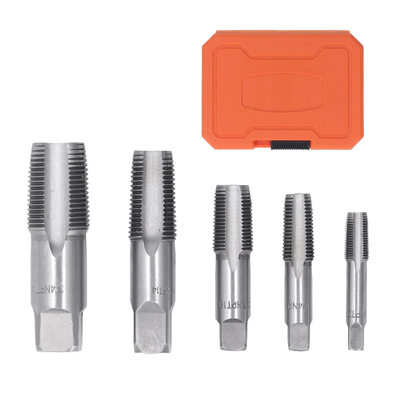 5 Piece NPT Pipe Taps Sizes Carbon Steel Precise Threading Plumbing Sizes Included 3/4 1/2 3/8 1/4 1/8inch for Re Thread