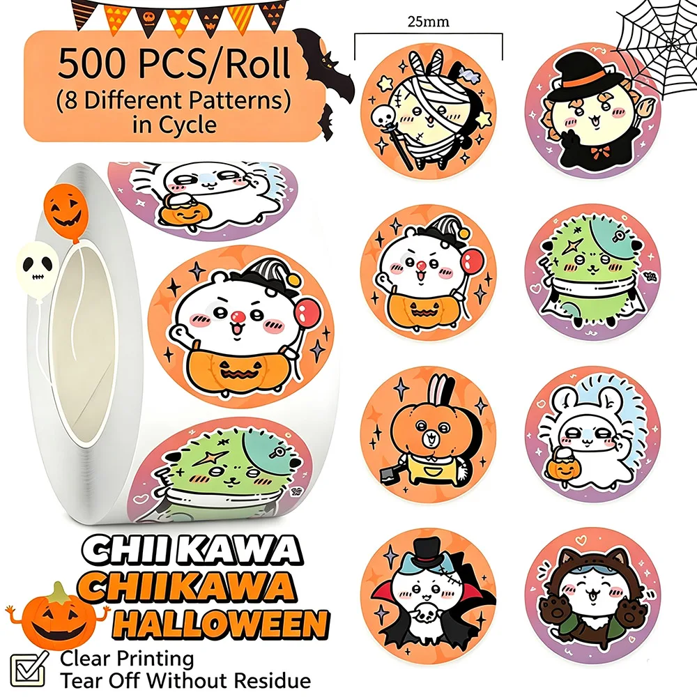 500PCS Chiikawa Cartoon Roll Stickers Waterproof Graffiti Scrapbooking Notebook Phone Cute Decoration Decals Toys