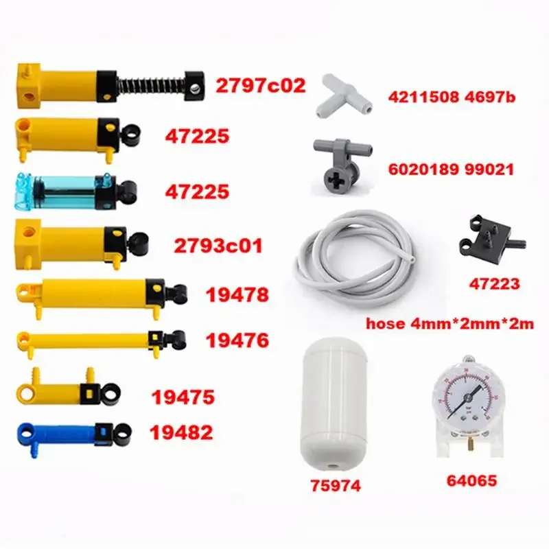 21PCS MOC Pneumatic Parts Kit Air Pump/Tank/Piston/Hose/Valves for Building Block Sets STEM Educational Construction Toys