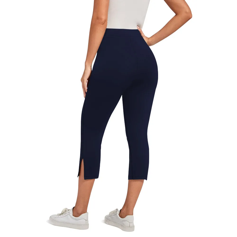 Women's High-Waisted Seven-Point Leggings Summer Thin Stretchy Fitness Sports Yoga Pants Wearable Outdoor