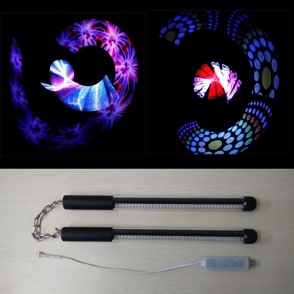 Magicool Led Nunchakus 33CM Length 40 Pixels Glowing Stick DIY Programmable Lighting Poi USB Charger Stage Show Logos Image Prop