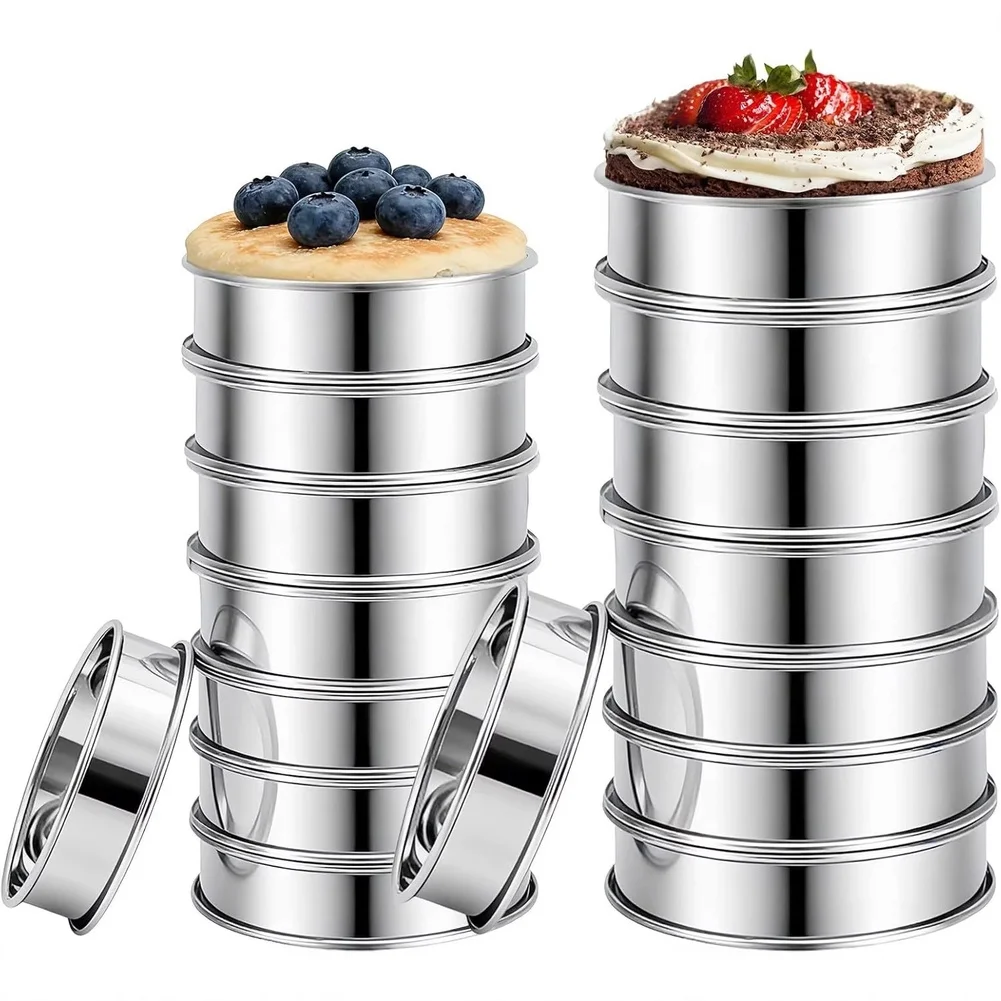 16 Piece Stainless Steel Muffin Ring Set for Crumpet and Pancake Portioning 430 Stainless for Repeated Use 16 Piece