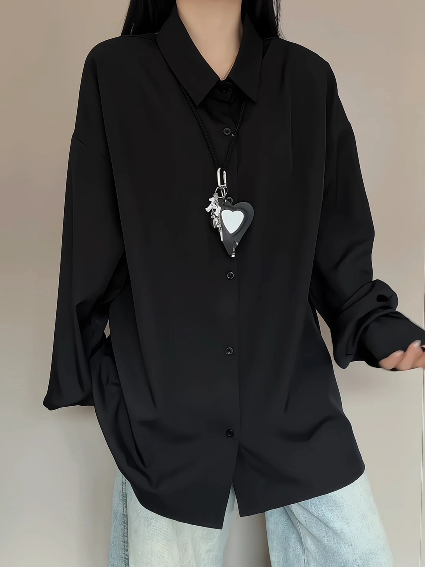 

Naples Bla irt Men's High-End Sensation Self-Controlled Haome Suit Inner irt Cleanfit Jaet Loose Fit Long Sve