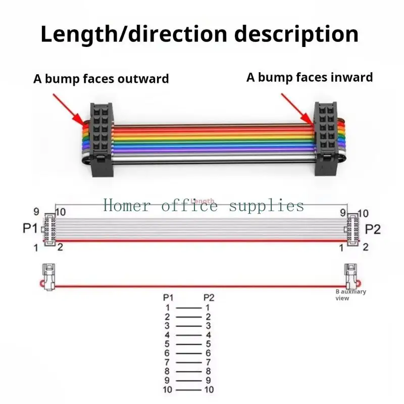 K43B Ribbon Line 2.54mm Cable Wire 10Pin/16Pin/20Pin/26Pin/40Pin Cable Wire Easy Installation for Electronics Accessories