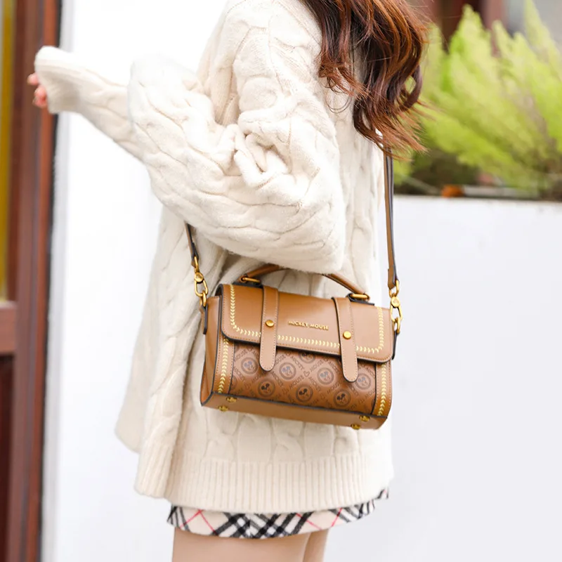 

Genuine Disney Purses And Handbags Original Case Mickey Retro Commuter Handbag Ladies Temperament Shoulder Bag 349