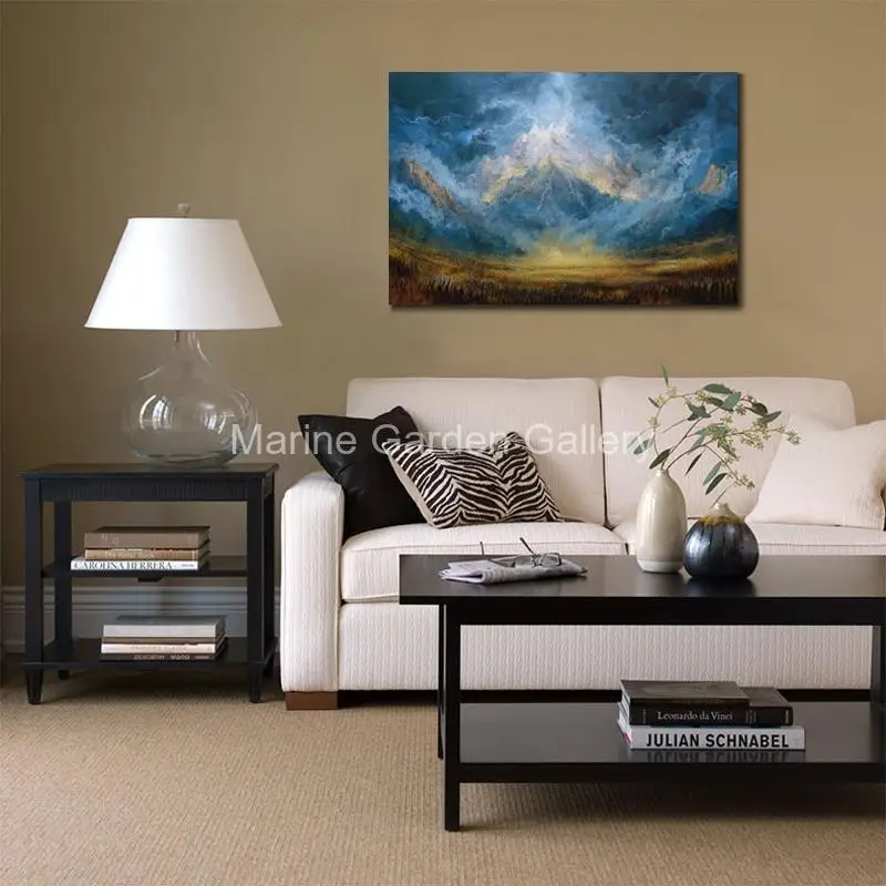 Mount Sinai Moses Ten Commandments Hand Painted Biblical Oil Painting Jewish Religious Wall Art Judaica Canvas for Prayer Room