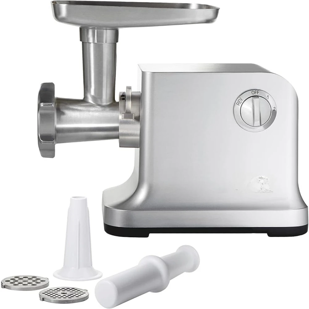 

Electric Meat Grinder & Sausage Stuffer, 750 Watt, 1 HP Motor, Grinds 4 lbs Per Minute, crusher food processor Silver