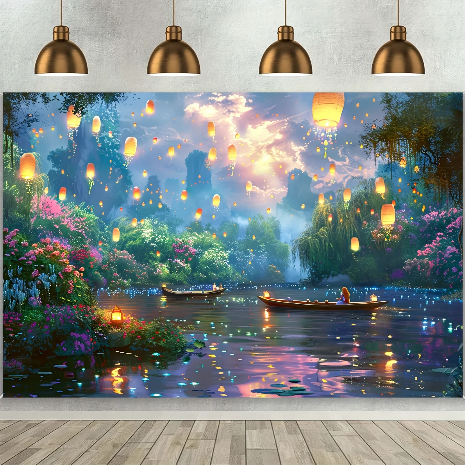 Märchenprinz Hintergrund Palast Schloss Garten See Lampe romantisches Datum Prinzessin Geburtstag Party Fotografie Hintergrund