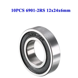 10pcs 6901 6901RS bearing 6901 2rs 6901-2RS RS 12x24x6mm ABEC-5 Deep Groove Ball Bearing Double Seal Thin Section Ball Bearings