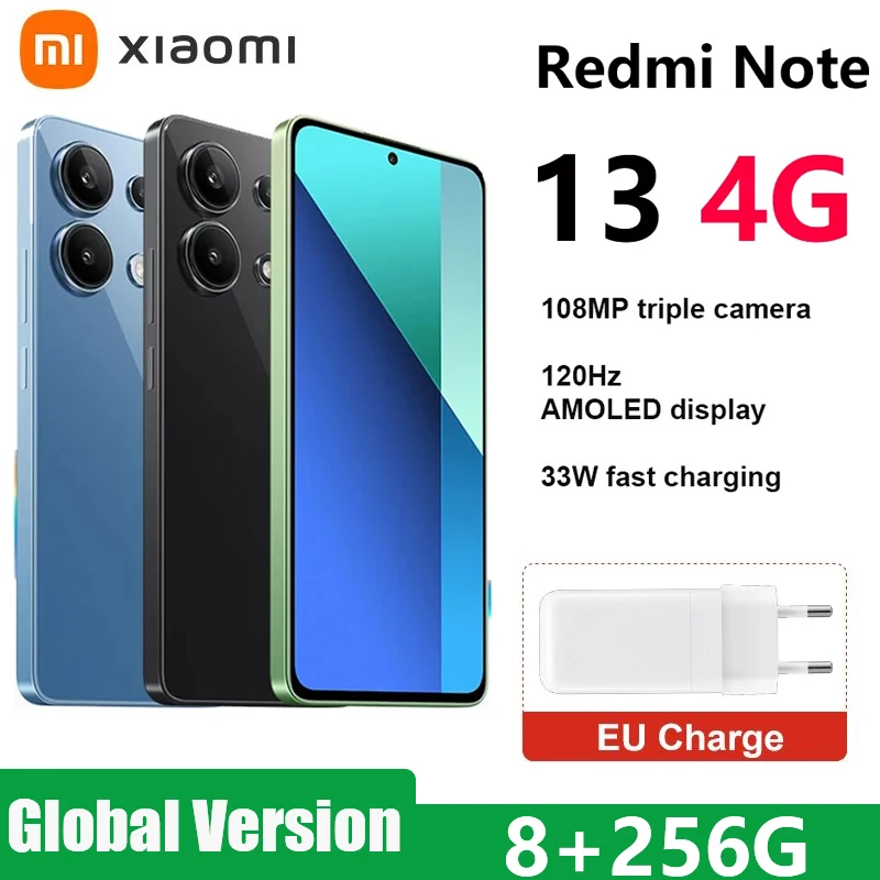 Смартфон Xiaomi Redmi Note 13, 4G, 8 ГБ ОЗУ, 128 ГБ, Snapdragon®685 120 МП камера Гц AMOLED дисплей 33 Вт зарядка