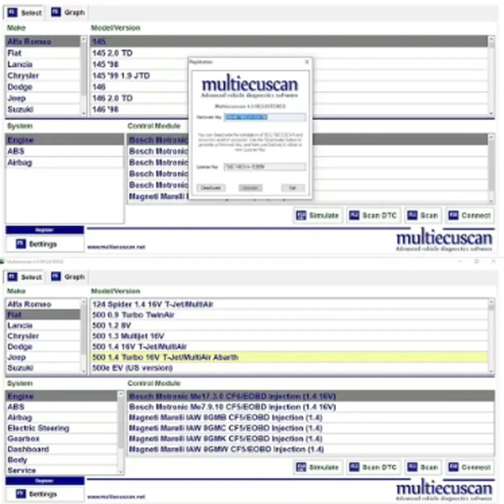 تحديث برنامج إصلاح السيارات Multiecuscan V5.2 لشركة فيات كرايسلر دودج جيب سوزوكي مع برنامج Autodata 3.45 الساخن 2025