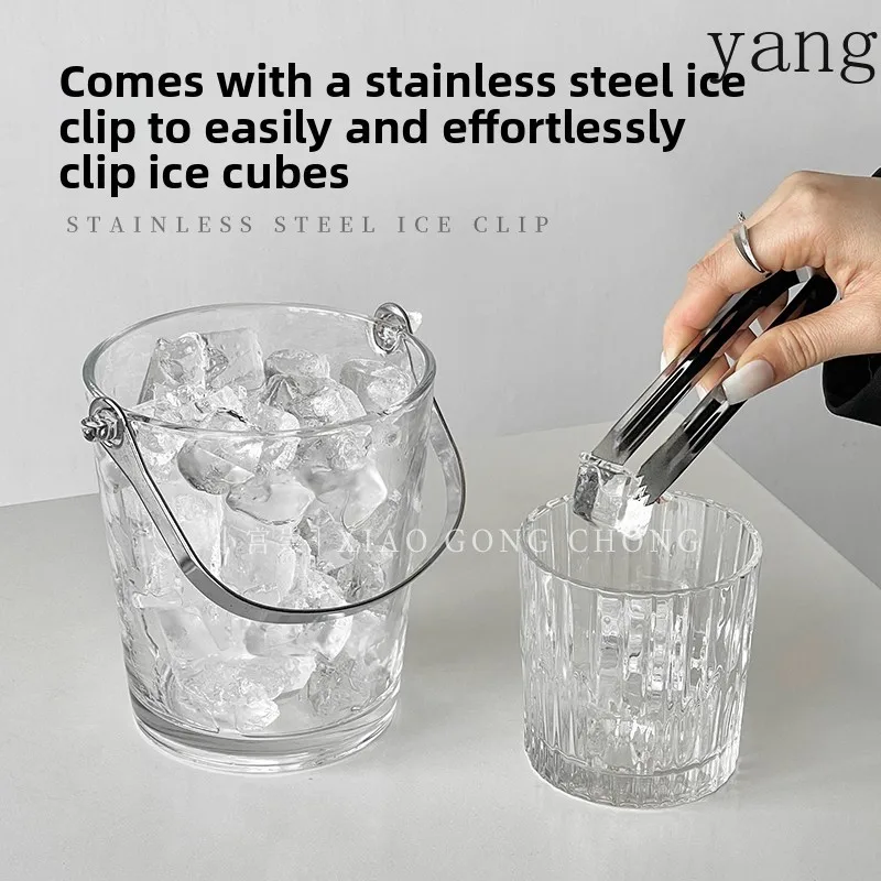 LMM Portable Ice Bucket Fruit Tea Glass Summer Outdoor Picnic Happy Bucket