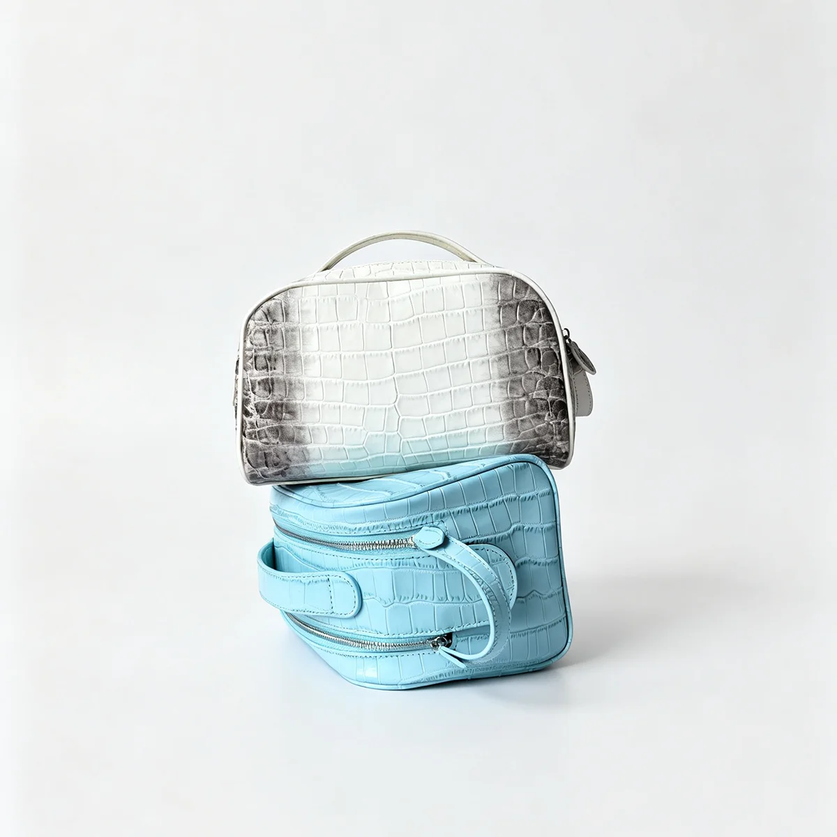 Echtleder-Kosmetiktasche mit Krokodil-Textur, Reise-Kosmetikbeutel, große Kapazität, Unisex-Organizer, mehrere Farben zur Auswahl. – Detail 4
