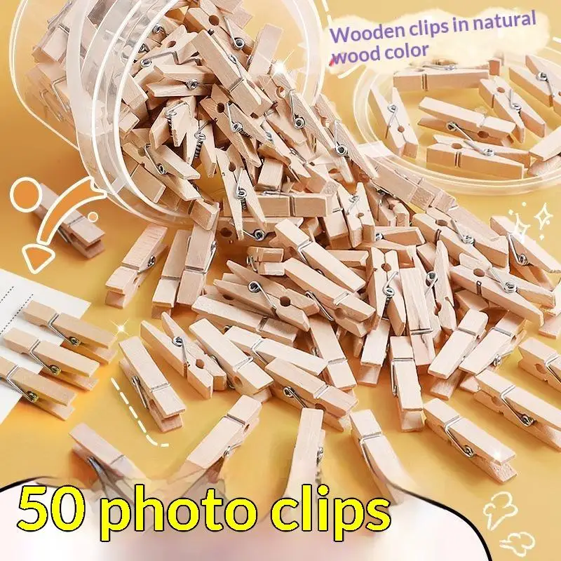 50 Pack Natural Wooden Clothespins With Sturdy Spring Burr Free Surface For Hanging Photos DIY Crafts Laundry Drying
