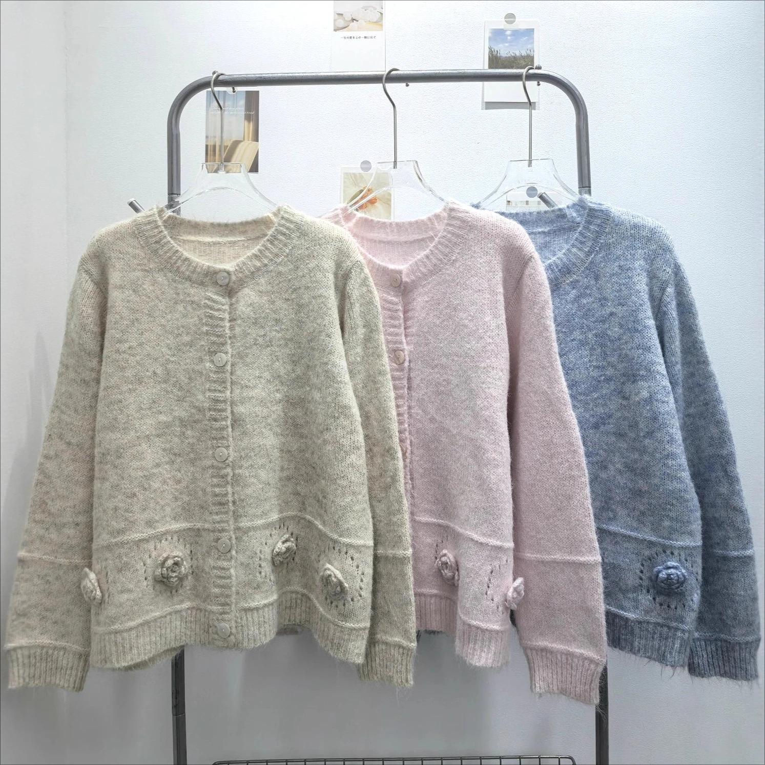 

Women Coats Cardigan Sweaters Knitted Round Neck Full Sleeve Jumpers Y2k Streetwear Elegant Splice Knit Open Stith Autumn Winter